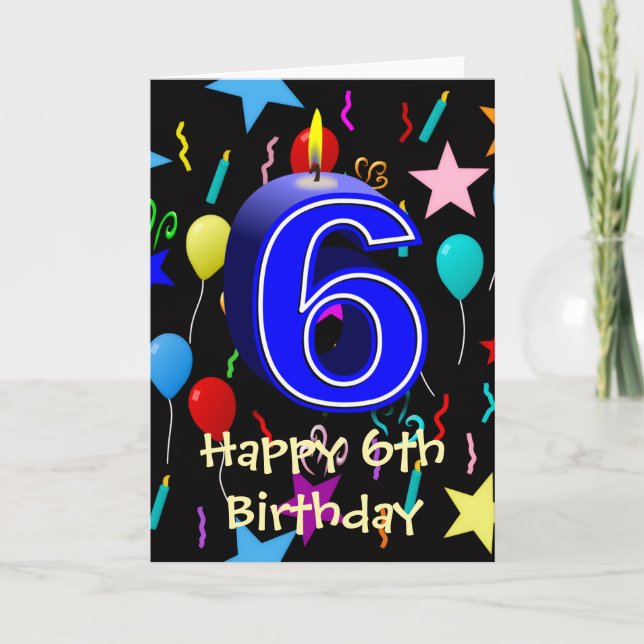 Grattis på 6-årsdagen kort (Framsida)