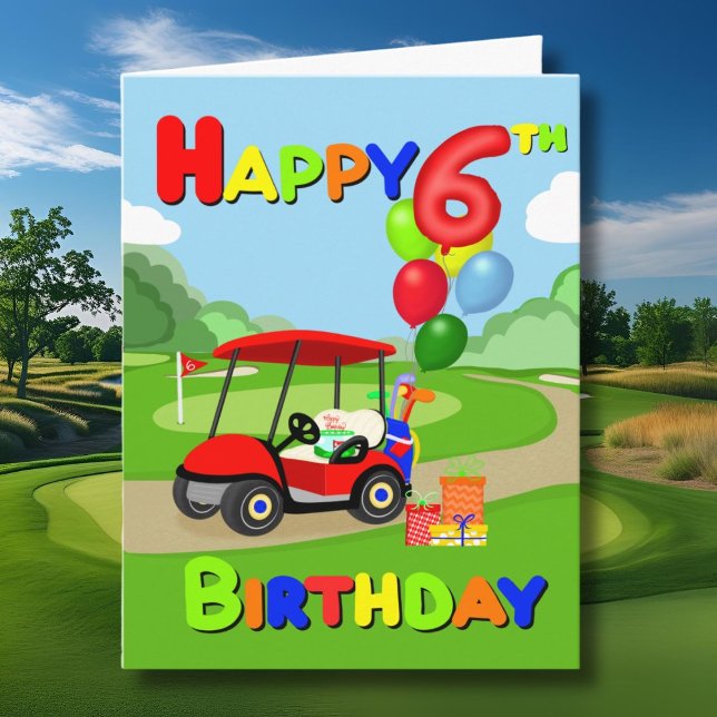 Grattis på 6-årsdagen Red Boys Golf Card Kort (Skapare uppladdad)
