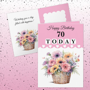 Grattis på 70-årsdagen idag blommor rosa kort