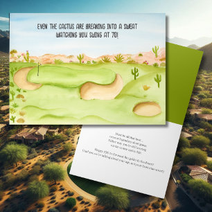 Grattis på 70-årsdagen Öken Golfbana Akvarell Kort