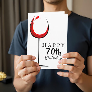 Grattis på 70-årsdagen Röd Vin Glas Födelsedag Kort