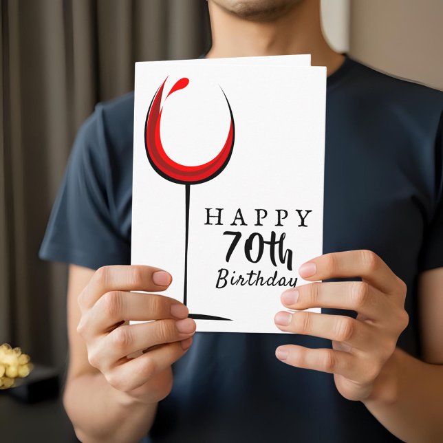 Grattis på 70-årsdagen Röd Vin Glas Födelsedag Kort (Skapare uppladdad)