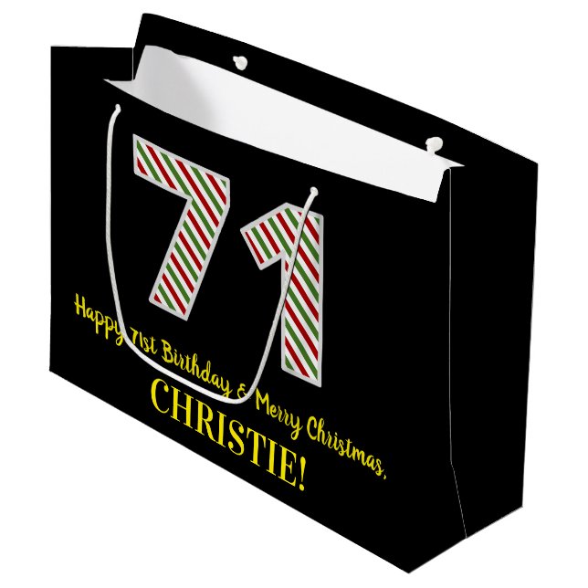 Grattis på 71-årsdagen och God Jul, Custom Namn (Framsidan Vinklad)