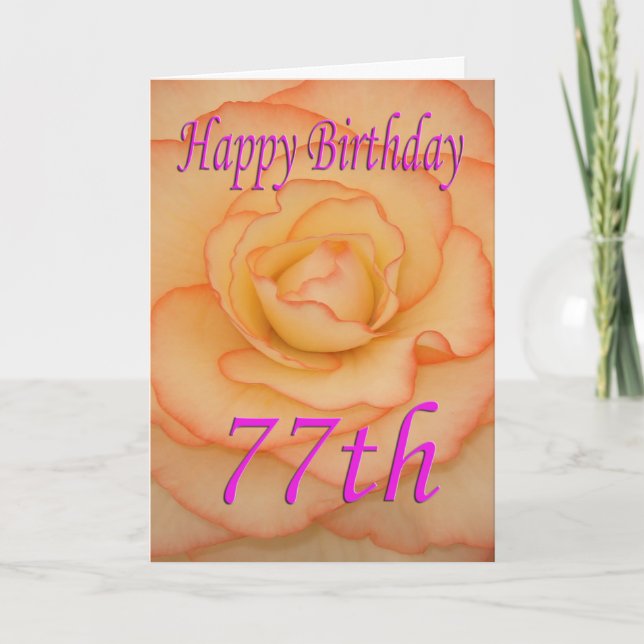 Grattis på 77-årsdagen Blomma Kort (Framsida)