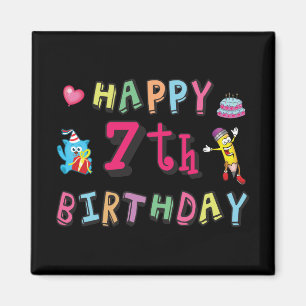 Grattis på 7-årsdagen. 7 år gammal. magnet