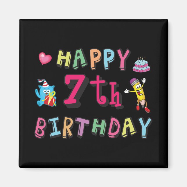 Grattis på 7-årsdagen. 7 år gammal. magnet (Framsidan)