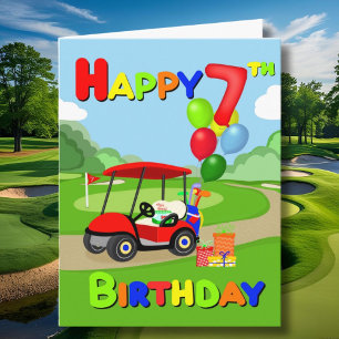 Grattis på 7-årsdagen Red Boys Golf Card Kort