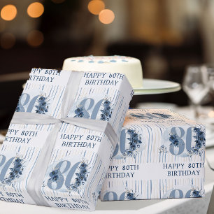 Grattis på 80-årsdagen Blommig Nummer 80 Presentpapper