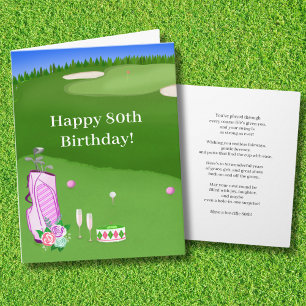 Grattis på 80-årsdagen Rosa Golfväska På Golfbanan Kort
