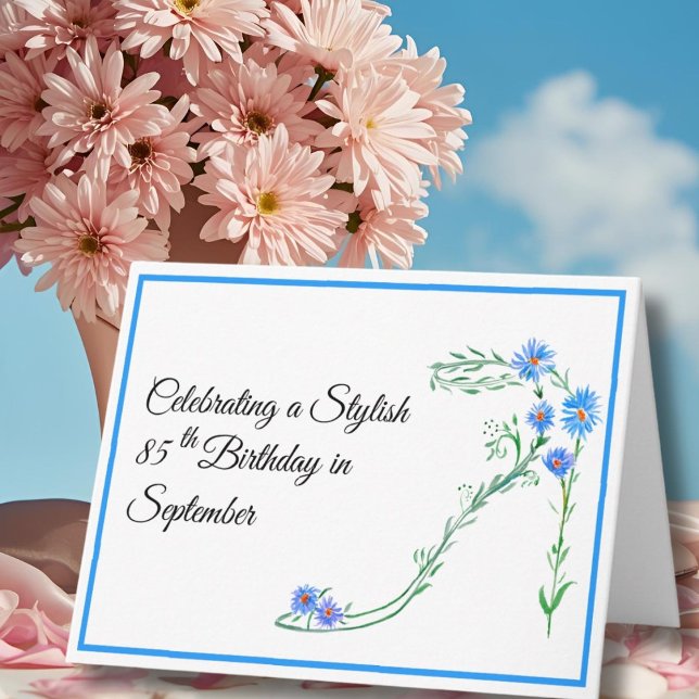 Grattis på 85-årsdagen blå asterblommor kort (Skapare uppladdad)