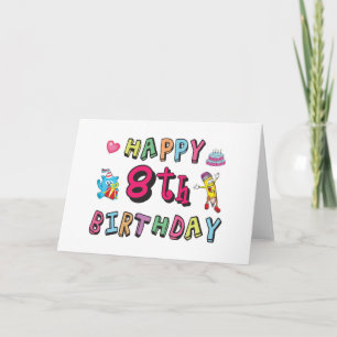 Grattis på 8-årsdagen. 8 år födelsedag. kort