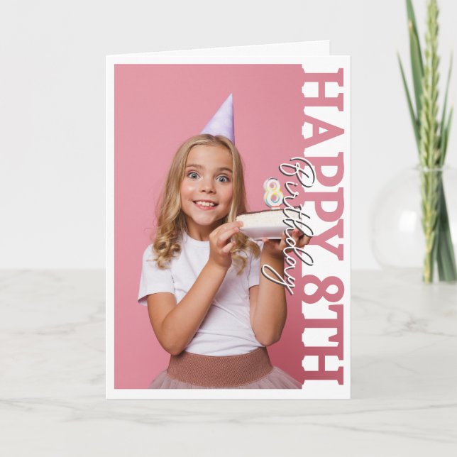 Grattis på 8-årsdagen Fotoalbum Kort (Framsida)