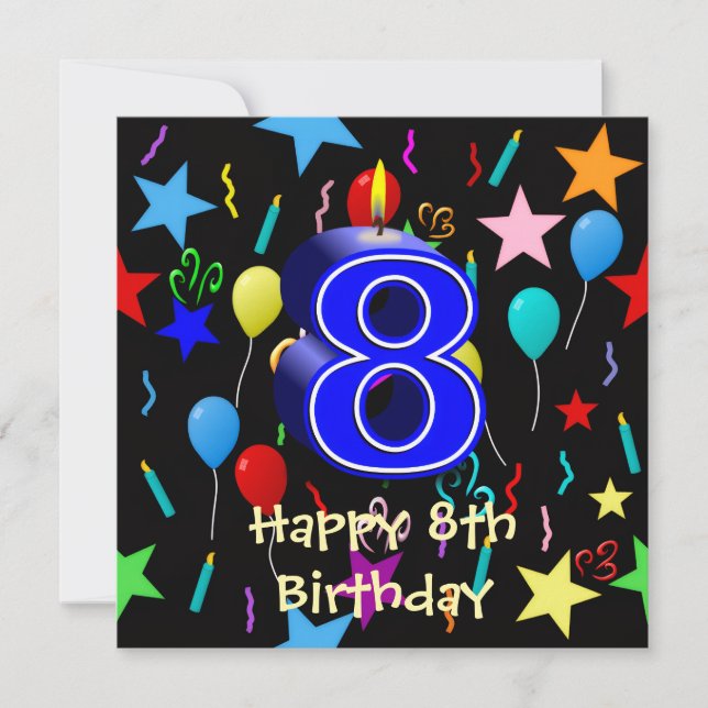 Grattis på 8-årsdagen kort (Framsida)
