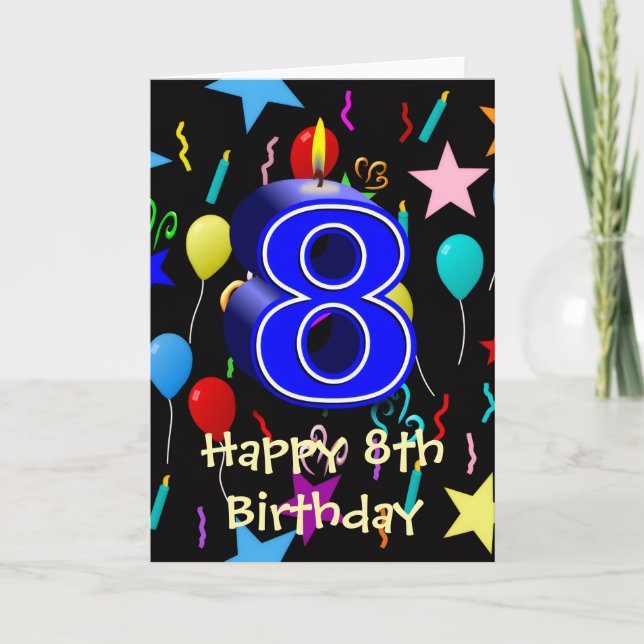 Grattis på 8-årsdagen kort (Framsida)