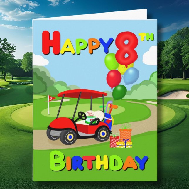 Grattis på 8-årsdagen Red Boys Golf Card Kort (Skapare uppladdad)