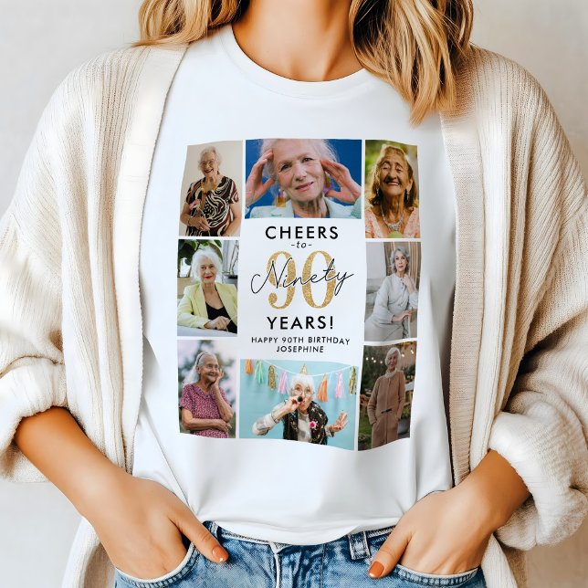Grattis på 90 år Foto Collage Födelsedag T Shirt (Skapare uppladdad)
