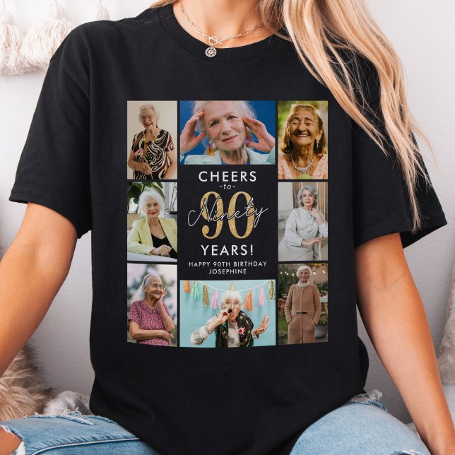 Grattis på 90 år Foto Collage Födelsedag T Shirt (Skapare uppladdad)