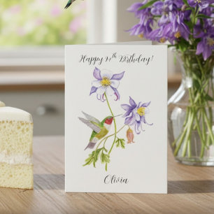 Grattis på 94-årsdagen Columbine med Hummingbird Kort