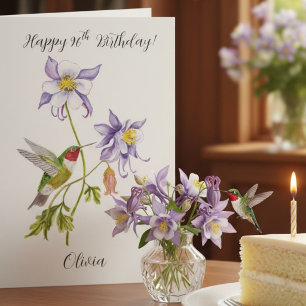 Grattis på 96-årsdagen Columbine med Hummingbird Kort