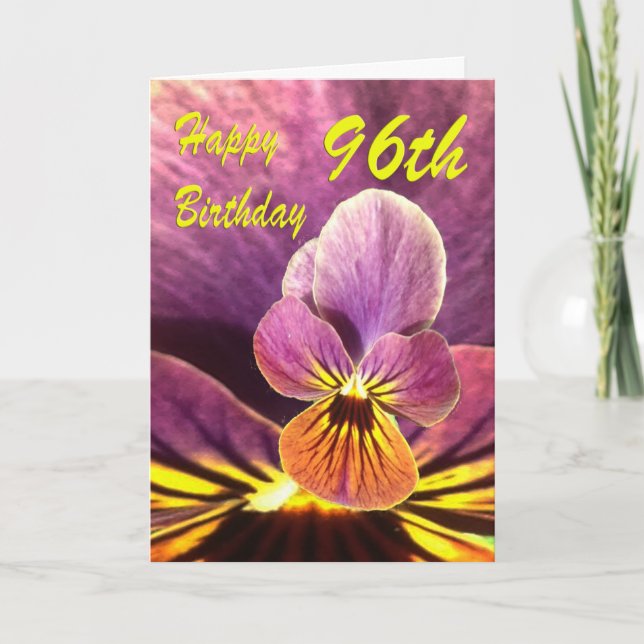 Grattis på 96-årsdagen Flower Pansy Kort (Framsida)