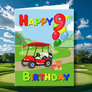 Grattis på 9-årsdagen Red Boys Golf Card Kort
