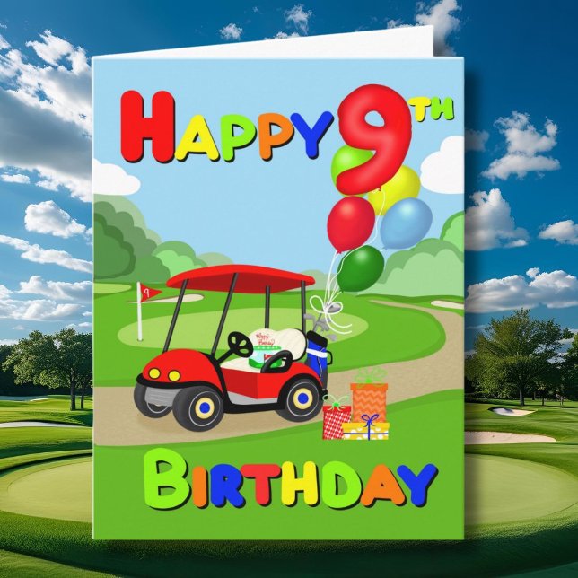 Grattis på 9-årsdagen Red Boys Golf Card Kort (Skapare uppladdad)