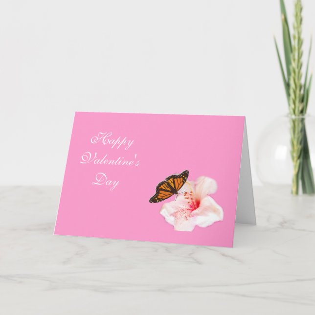 Grattis på Alla hjärtans dag. blomma och fjäril Helgkort (Framsida)