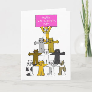 Grattis på Alla hjärtans dag, Cats, Cute Tecknad Helgkort