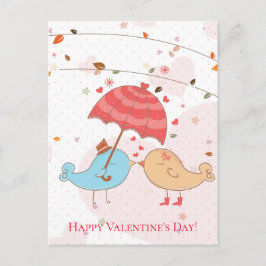 Grattis på Alla hjärtans dag, Cute Birds Hearts Um Helg Vykort