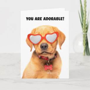 Grattis på Alla hjärtans dag, Cute Puppy i hjärtgl Helgkort