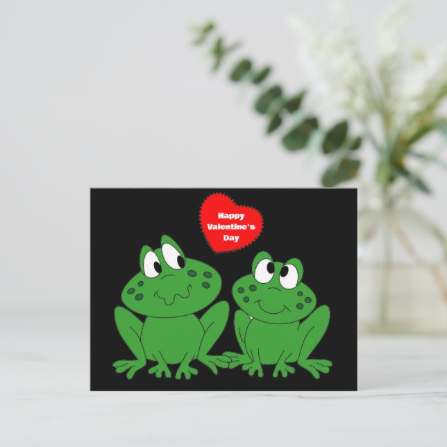 Grattis på Alla hjärtans dag Frogs vykort (Stående Fram)
