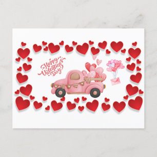 Grattis på Alla hjärtans dag Hearts och Rosa Vinta Helg Vykort