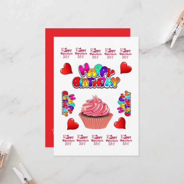 Grattis på Alla hjärtans dag i Grattis på födelsed Inbjudningar (Fram/Back In Situ)