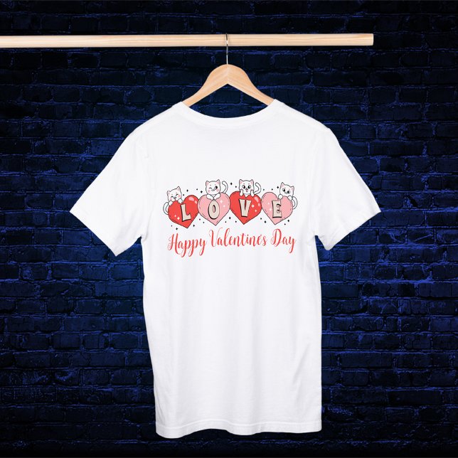 Grattis på Alla hjärtans dag, klut katter med hjär T Shirt (Skapare uppladdad)