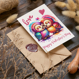 Grattis på Alla hjärtans dag med söt uggla kärlek Julkort