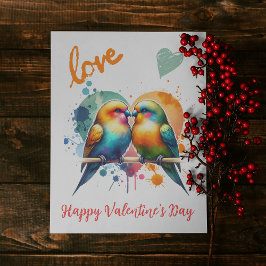 Grattis på Alla hjärtans dag med unga fåglar Julkort