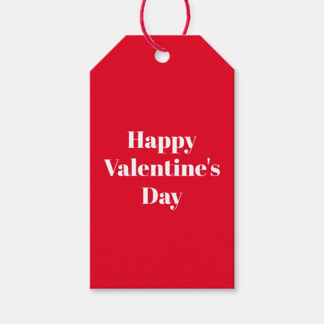 Grattis på Alla hjärtans dag röd vit anpassningsba Presentetikett (Framsidan)