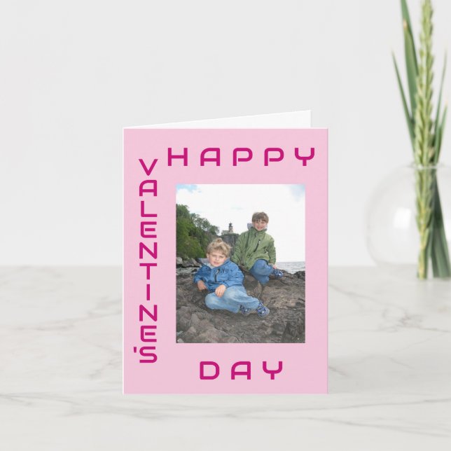 Grattis på Alla hjärtans dag Rosa Editable Helgdag Kort (Framsida)