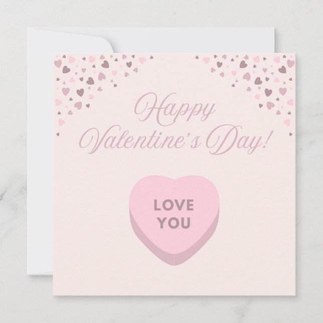 Grattis på Alla hjärtans dag Rosa Hearts Flat Card Julkort (Framsida)