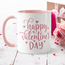 Grattis på Alla hjärtans dag Rosa Hearts Mugg