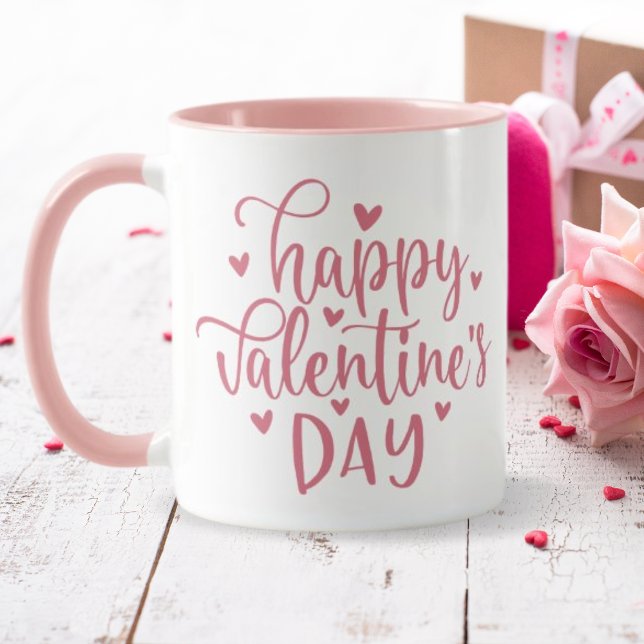 Grattis på Alla hjärtans dag Rosa Hearts Mugg (Skapare uppladdad)