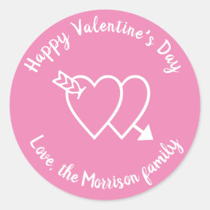 Grattis på Alla hjärtans dag rosa hjärtats anpa Runt Klistermärke