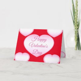 Grattis på Alla hjärtans dag-Rosa-hjärtkort Kort