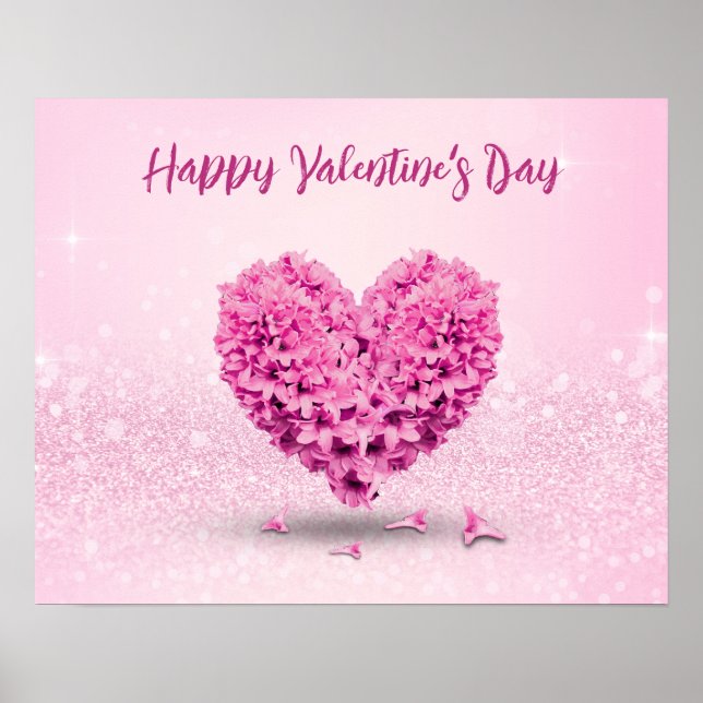 Grattis på Alla hjärtans dag, Rosa Hyacint Heart Poster (Framsidan)