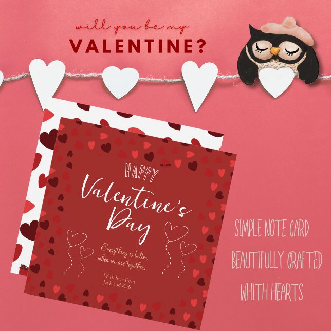 Grattis på Alla hjärtans dag Rött kort med hjärta (Happy Valentine's Day Red Card with hearts)