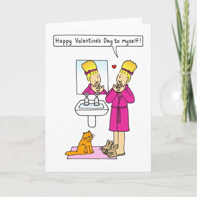 Grattis på Alla hjärtans dag till mig själv. Helgkort (Framsida)