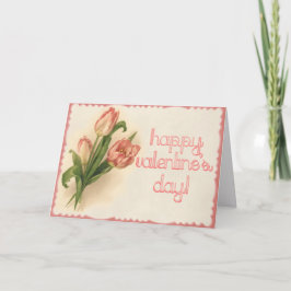 Grattis på Alla hjärtans dag Vintage Tulip Bouquet Helgkort