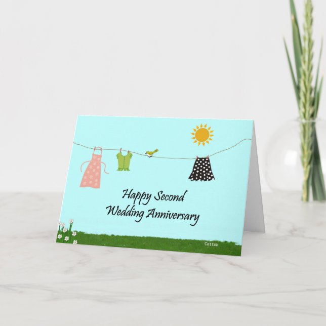 Grattis på andra bröllopsdagen kort (Framsida)