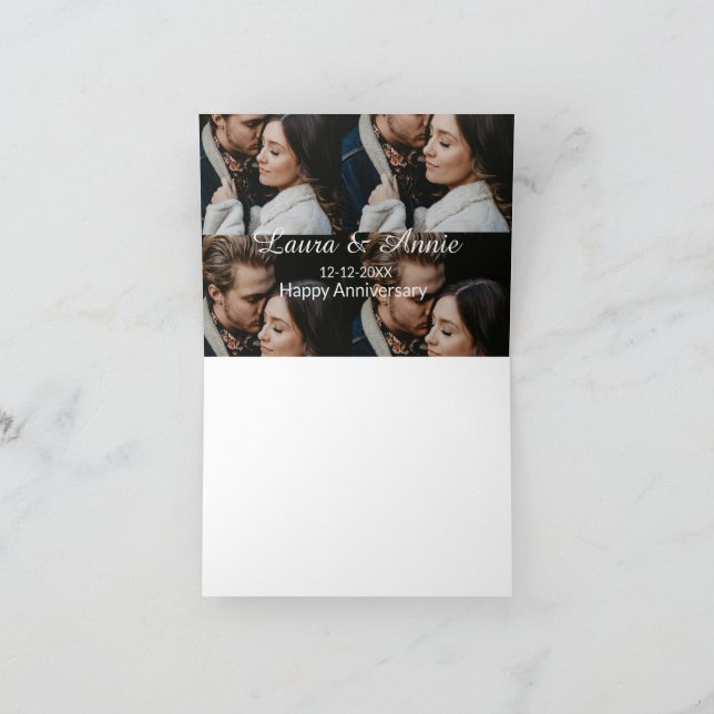 Grattis på årsdagen foto collage namn datum enkelt tack kort (Inuti)