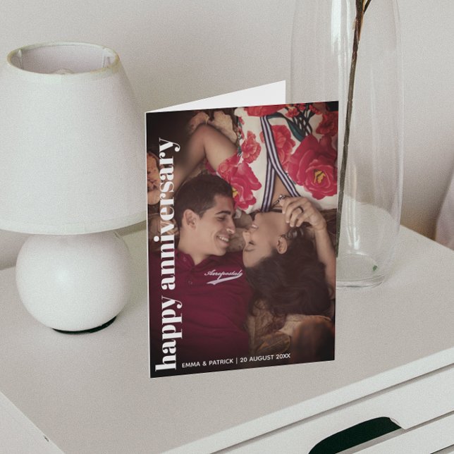 Grattis på årsdagen Foto Trendig Romantisk Kort (Skapare uppladdad)